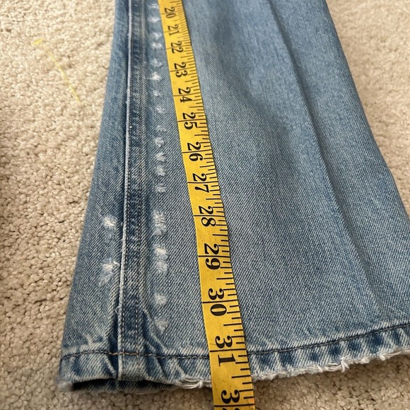 Frame NWT Jeans Women's 30 The Low Boot Cut Blue Faded Distressed Denim Pants - Picture 7 of 7